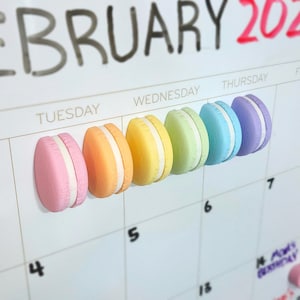 Macaron Cookie Magnets in Colorful Pastel Rainbow, Set of 6: Funky Foodie Fridge Decor