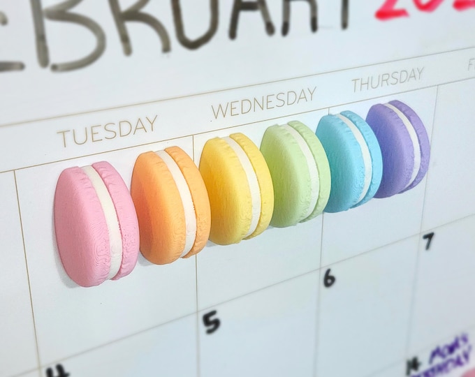Macaron Cookie Magnets in Colorful Pastel Rainbow, Set of 6: Funky Foodie Fridge Decor