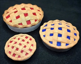 DIGITAL [2x Lattice-Top Holiday Pie Set - Miniature Baked Goods] STL Files for 3D Printing