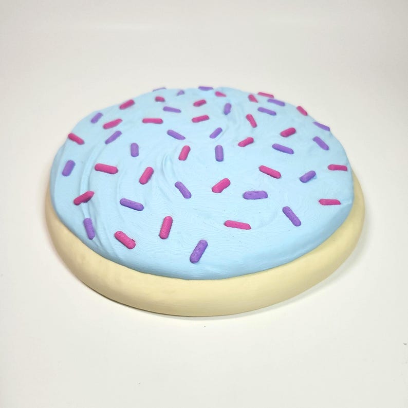 Jumbo 8" Frosted Sprinkle Sugar Cookie Wall Art: Maximalist 3D Food Decor Blue/Pink/Purple