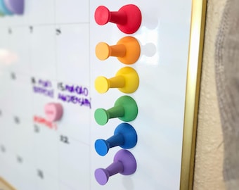 Jumbo Pushpin Magnet Set, 6-piece Rainbow or Choose A Color: Maximalist Home Office Accessories