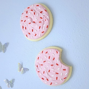 Jumbo 8" Frosted Sprinkle Sugar Cookie Wall Art: Maximalist 3D Food Decor