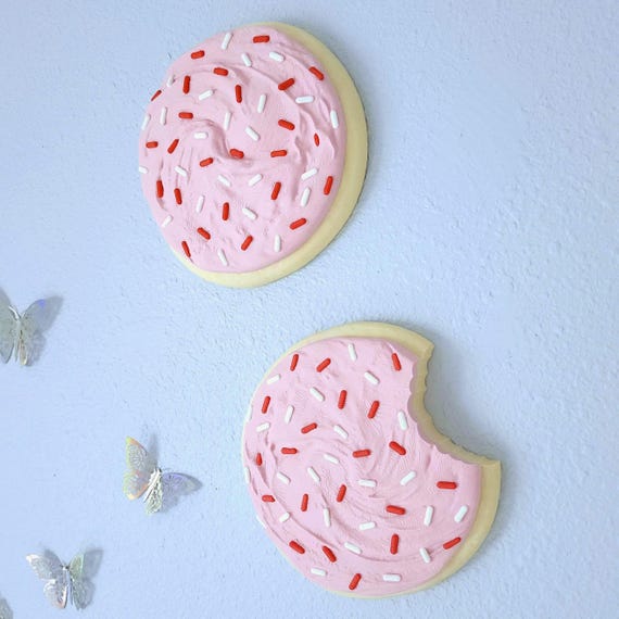 Jumbo 8" Frosted Sprinkle Sugar Cookie Wall Art: Maximalist 3D Food Decor
