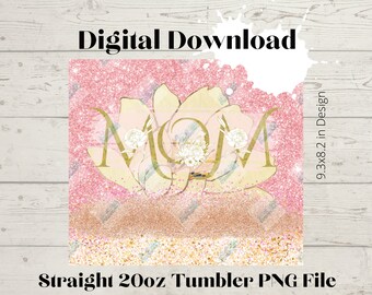 Pink Mom -20oz Skinny Straight Tumbler design High Resolution PNG file DOWNLOAD