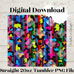 Spicy Serape - 20oz Skinny Straight Tumbler Design High Resolution PNG digital download for sublimation
