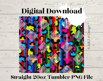 Spicy Serape - 20oz Skinny Straight Tumbler Design High Resolution PNG digital download for sublimation