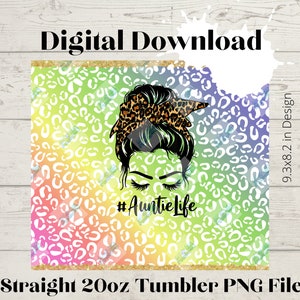 Aunt Life Leopard- Skinny Straight 20 oz Tumbler PNG Design high resolution Download for sublimation