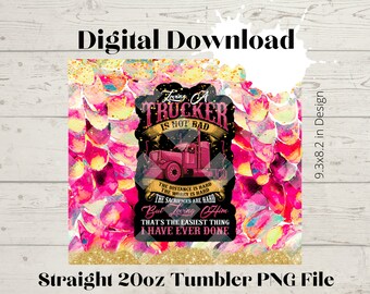 Trucker Wife Life 20oz Tumbler Design – PNG Digital Download