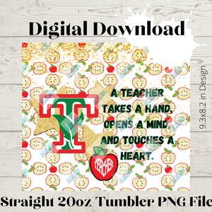 Teacher Heart -20oz Skinny Straight Tumbler design High Resolution PNG file DOWNLOAD