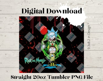 RandM Creepy Clown- Skinny Straight 20oz Tumbler Design PNG file for sublimation