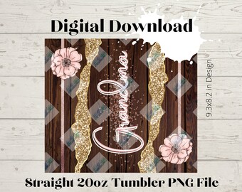 Rose Gold Grandma -20oz Skinny Straight Tumbler design High Resolution PNG file DOWNLOAD