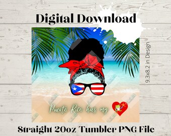 Love Puerto Rico -20oz Skinny Straight Tumbler design High Resolution PNG file DOWNLOAD