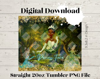 Tiana- 20oz Skinny Straight Tumbler Wrap high resolution PNG digital DOWNLOAD