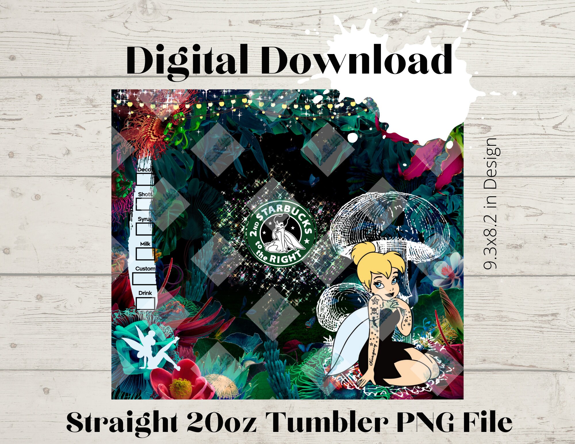 Dark Tink -20oz Skinny Straight Tumbler design High Resolution PNG file DOWNLOAD