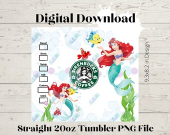 Sirenbucks-20oz Skinny Straight Tumbler design High Resolution PNG file DOWNLOAD