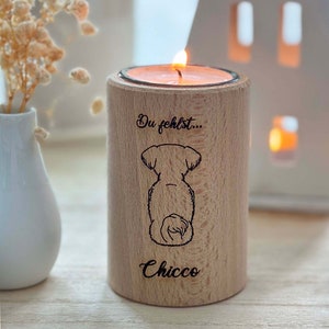 Round tealight holder, rainbow bridge, dog died, commemoration dog, mourning dog, comfort light dog, mourning pet, heights 6 cm - 16 cm