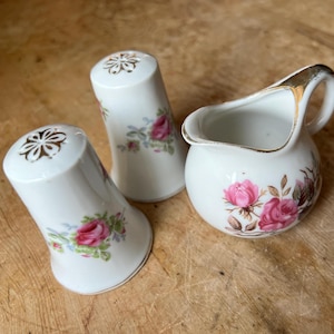 Vintage Set of Salt and Pepper Shakers with Creamer