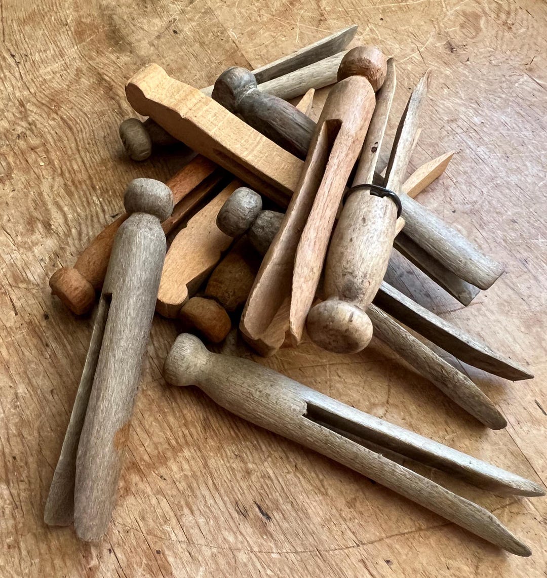 Vintage Wood Clothespins / Group of Twelve (12) Various Designs - Etsy