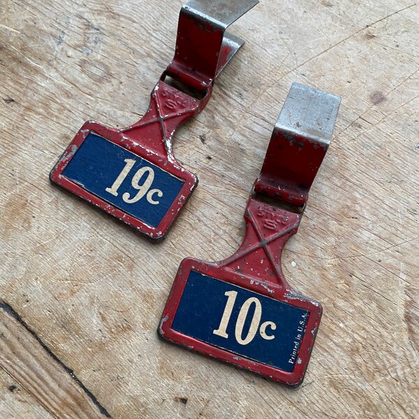 Antique Tin Shop Price Markers - Shop Display -  Tags c.1930