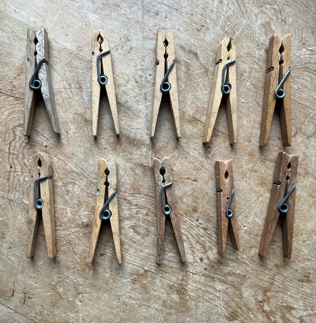 Ten (10) Vintage Wood Clothespins - Etsy