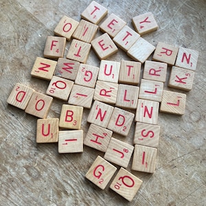 38 Vintage Red Scrabble Tiles