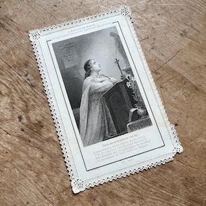 Antique French Prayer Card / L&#39; Enfant De Marie Holy Card