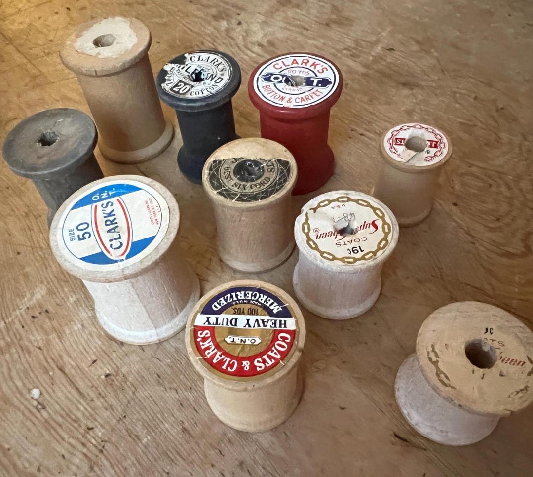 Vintage Wooden Sewing Thread Spools - Etsy