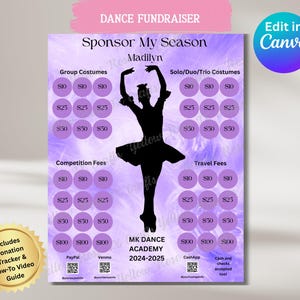 Sponsor My Season Dance Fundraiser - Dance Fundraiser Template - Sponsor My Season Fundraiser Flyer - Editable Ballet Fundraiser Template