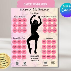 Sponsor My Season Dance Fundraiser - Dance Fundraiser Template - Sponsor My Season Fundraiser Flyer - Editable Ballet Fundraiser Template