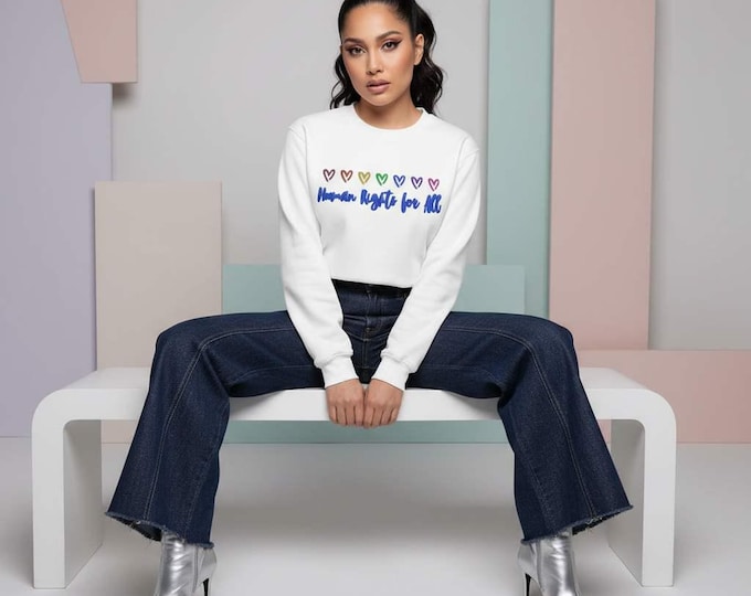 Human Rights for All Sweatshirt | Rainbow Hearts Equality Crewneck