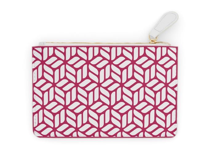 Geometric Fuchsia and Lime Tile Clutch | Mini Zipper Pouch