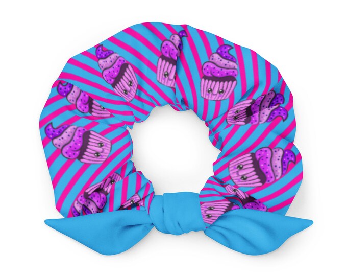 Purple Cupcakes Hair Scrunchie-Hair Scrunchies-Scrunchies are back!-Hair Accessory