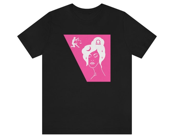 Pink Libra Astrological Sign Unisex Jersey Short Sleeve Tee
