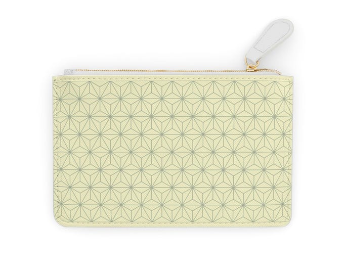 Geometric Asanoha Mini Clutch | Sage Cream Wallet
