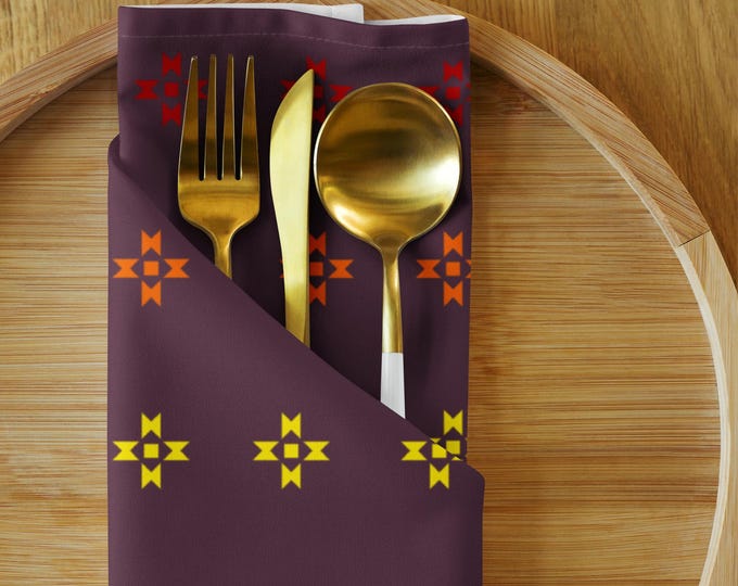 Native Plum Native Stars Rainbow Pattern Cloth napkin set
