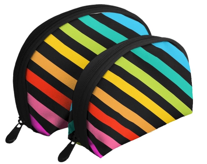 Rainbow Stiped Makeup Storage Bags Set of 2