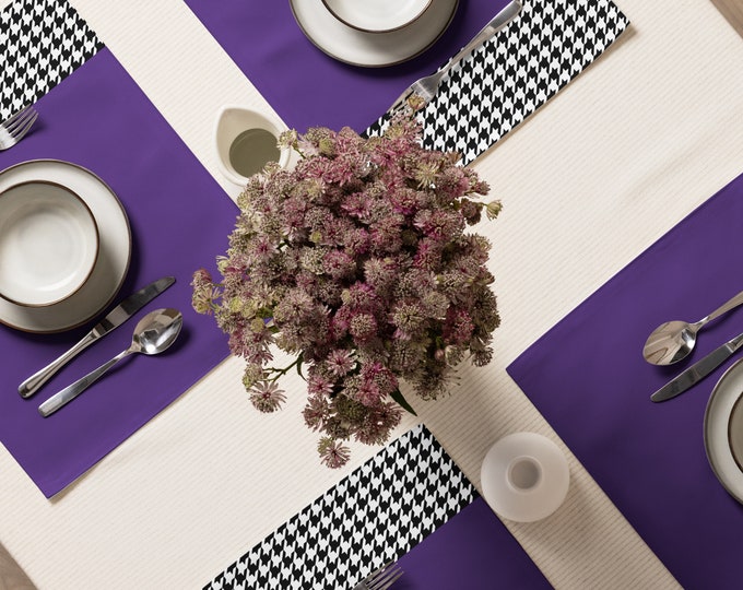 Indigo with Houndstooth Pattern Breakfast, Lunch, Dinner Placemat Set