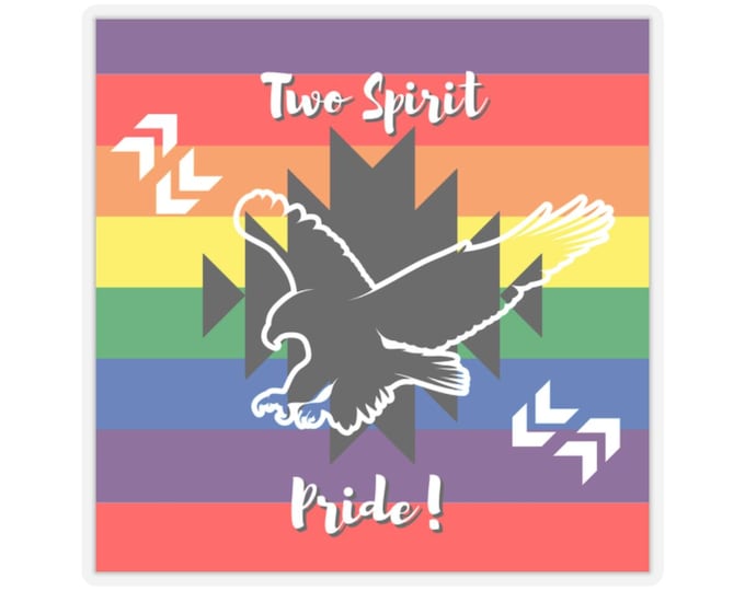 Two Spirit Pride Sticker, Kiss-Cut Vinyl, LGBTQ+ Indigenous Art, Glossy, Long-Lasting, Laptop, Journal, Water Bottle Decor, Self-Expression