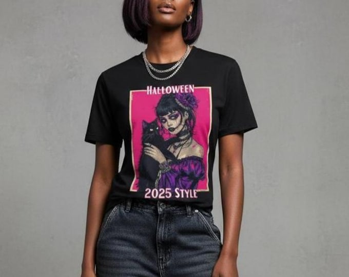 Halloween Graphic Tee, Unisex Halloween Shirt, Spooky Cat Shirt, Fall Outfit, Funny Halloween Apparel