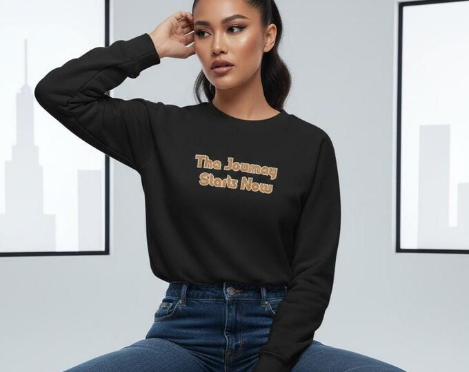 The Journey Starts Now text The Fool Tarot Crewneck Sweatshirt | Motivational Quote, Retro Text