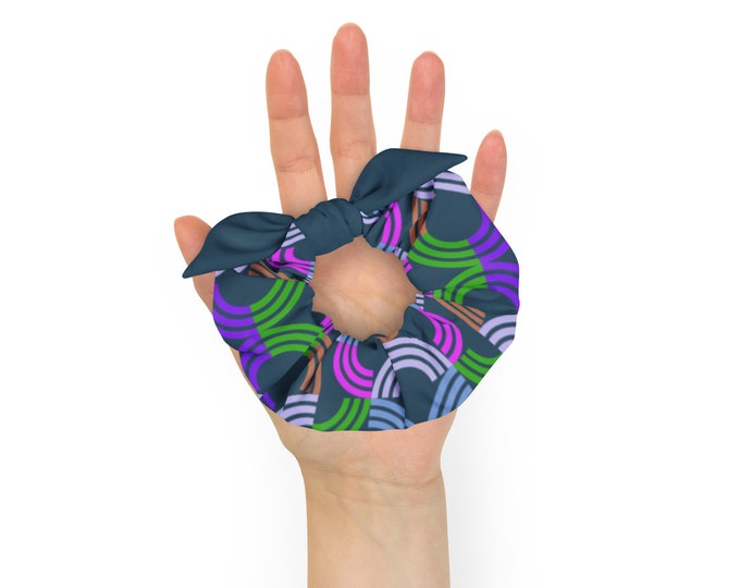 Geometric Rainbow Hair Scrunchie-Hair Scrunchies-Scrunchies are back!-Hair Accessory