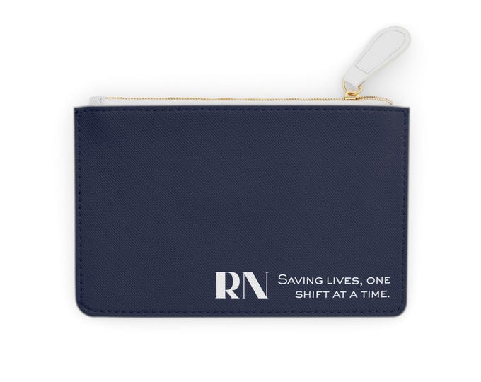 RN Nurse Logo Navy Mini Clutch Wallet | Saving Lives One Shift At A Time