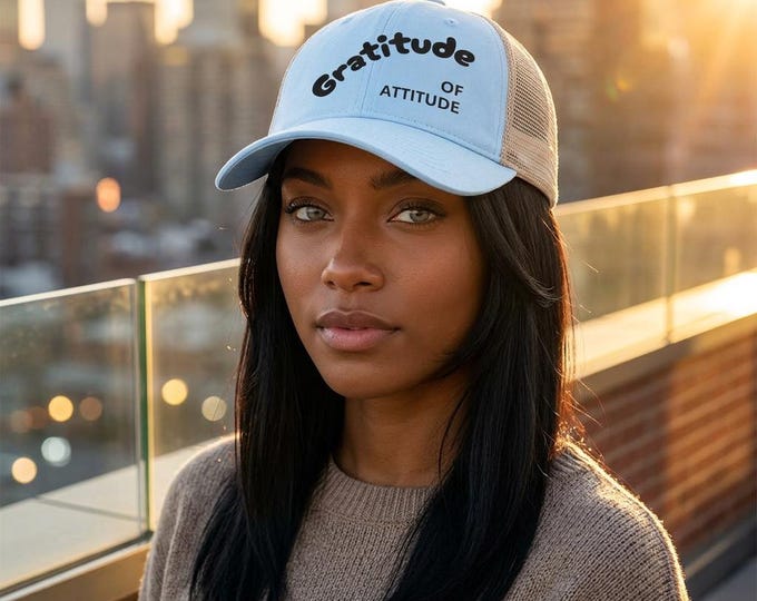 Gratitude of Attitude Women's Washed Mesh-Back Cap | Positive Mindset and Growth