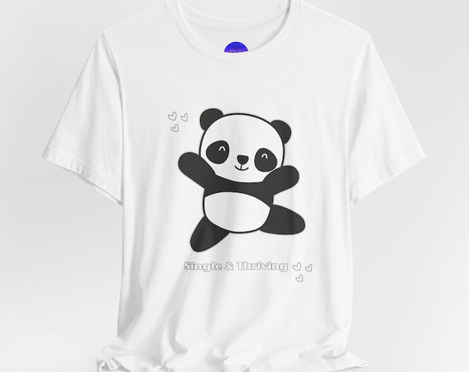 Cute Panda Illustration T-Shirt | Black White Panda Tee