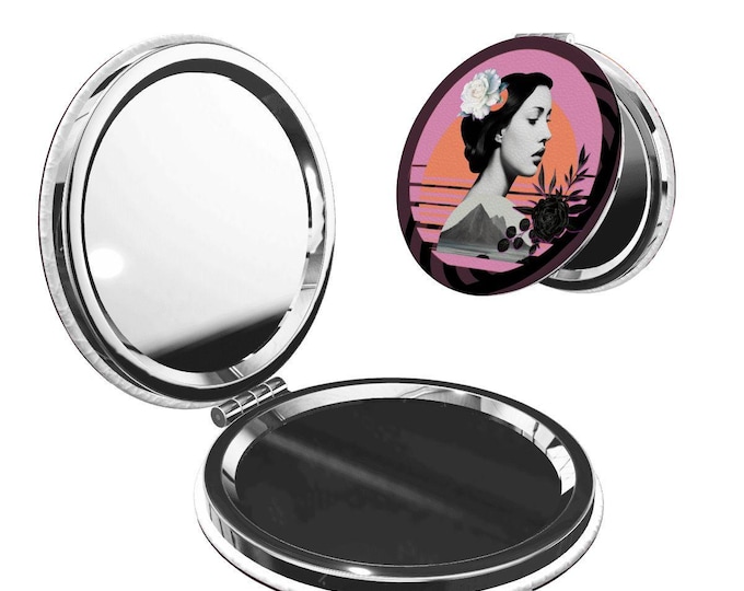 Minimalist Native Berry Pocket Mirror – Clean Girl Aesthetic Round Compact, Double-Sided Travel Makeup Mirror Gift