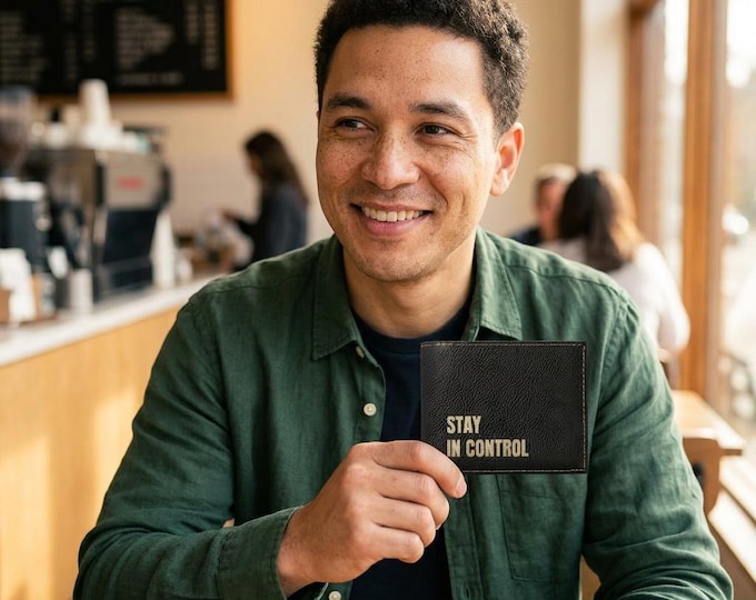 Stay In Control graphic Bi-Fold Wallet | Road map design, Black Gold, Black Silver, Rustic Gold