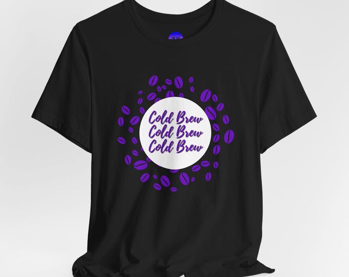 Purple Cold Brew Graphic Tee: Unisex Cotton Coffee Shirt