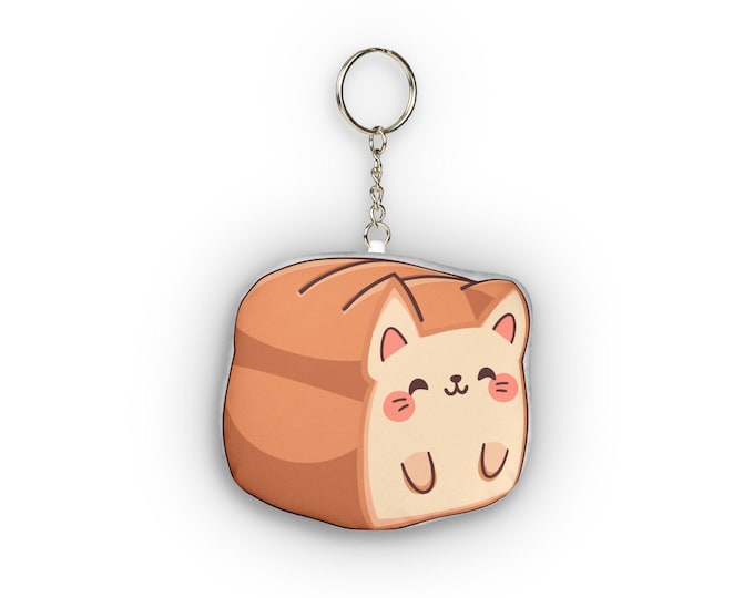 Cat Loaf Toast Custom Shape Mini Plush Keychain | Cute Squishy Kitty Accessory
