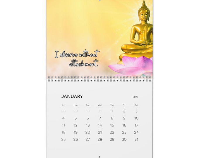 Buddha Lotus Quotes Wall Calendar 2026