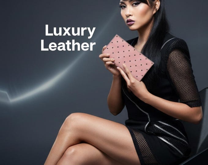 Luxury Napa Leather Travel Wallet – Featherlight Pink Polka Dot Design, Handmade to Order, Premium Leather Passport Wallet